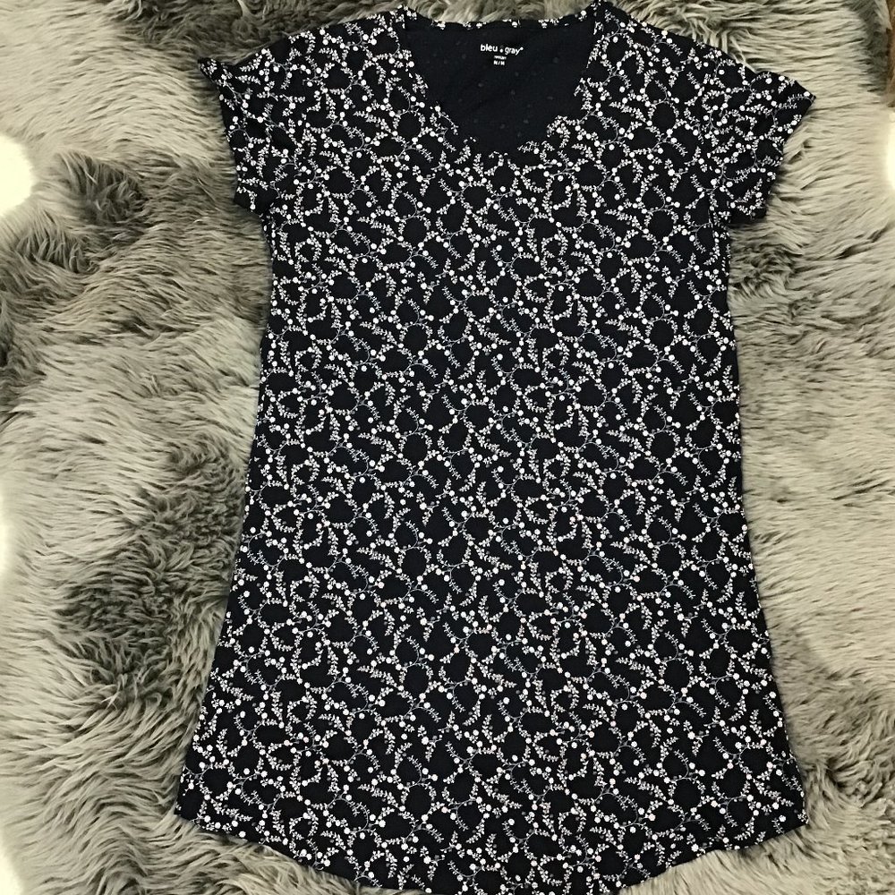 Bleu Gray | Women's Nightgown | Navy | Floral | Medium